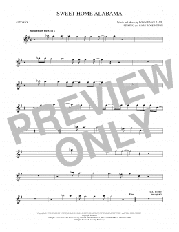 page one of Sweet Home Alabama (Alto Sax Solo)