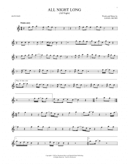 page one of All Night Long (All Night) (Alto Sax Solo)