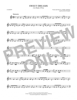 page one of Sweet Dreams (Are Made Of This) (Clarinet Solo)