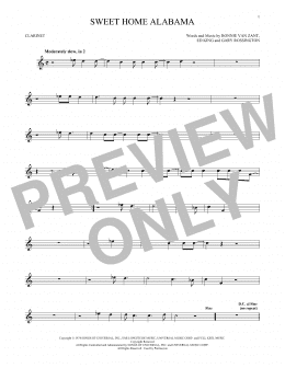 page one of Sweet Home Alabama (Clarinet Solo)