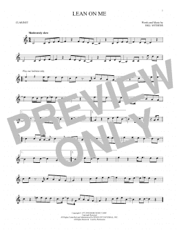 page one of Lean On Me (Clarinet Solo)