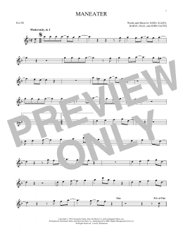 page one of Maneater (Flute Solo)