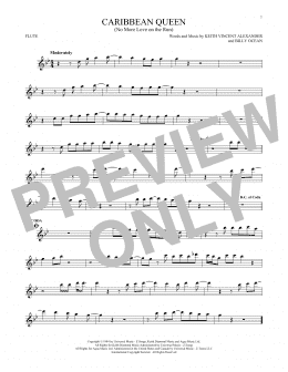 page one of Caribbean Queen (No More Love On The Run) (Flute Solo)