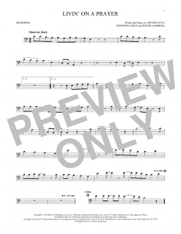 page one of Livin' On A Prayer (Trombone Solo)