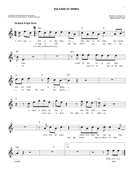 page one of Sultans Of Swing (Easy Lead Sheet / Fake Book)