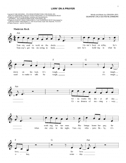 page one of Livin' On A Prayer (Easy Lead Sheet / Fake Book)