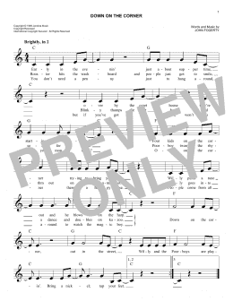 page one of Down On The Corner (Easy Lead Sheet / Fake Book)