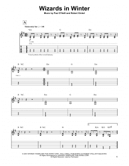 page one of Wizards In Winter (Guitar Tab (Single Guitar))