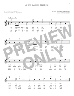 page one of As With Gladness Men Of Old (Easy Lead Sheet / Fake Book)