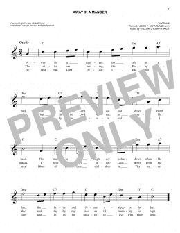 page one of Away In A Manger (Easy Lead Sheet / Fake Book)