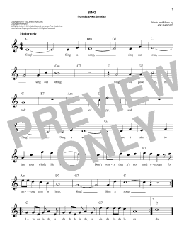 page one of Sing (Easy Lead Sheet / Fake Book)