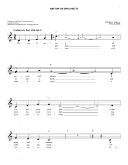 page one of On Top Of Spaghetti (Easy Lead Sheet / Fake Book)