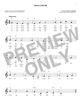 page one of Jesus Loves Me (Easy Lead Sheet / Fake Book)