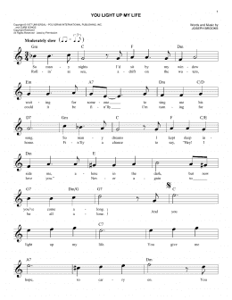 page one of You Light Up My Life (Easy Lead Sheet / Fake Book)