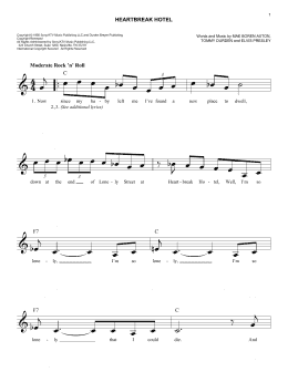 page one of Heartbreak Hotel (Easy Lead Sheet / Fake Book)