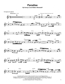 page one of Paradise (Soprano Sax Transcription)