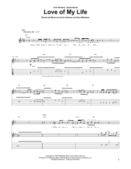 page one of Love Of My Life (feat. Dave Matthews) (Guitar Tab)