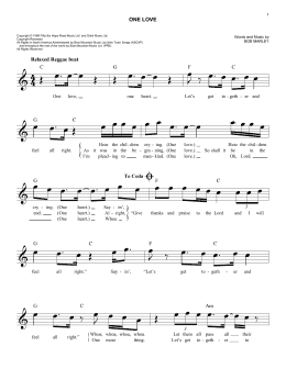 page one of One Love (Easy Lead Sheet / Fake Book)