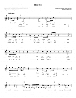 page one of Soul Man (Easy Lead Sheet / Fake Book)