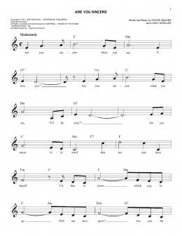 page one of Are You Sincere (Easy Lead Sheet / Fake Book)