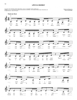 page one of Life Is A Highway (Easy Lead Sheet / Fake Book)