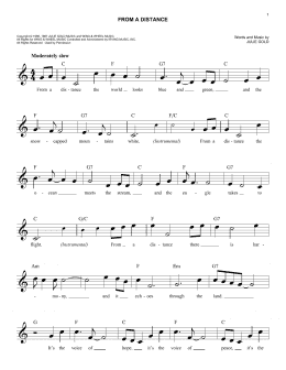 page one of From A Distance (Easy Lead Sheet / Fake Book)