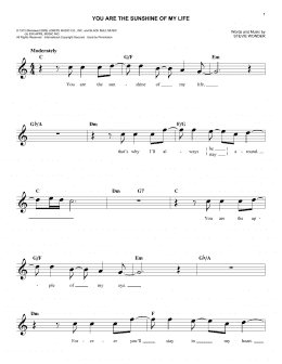 page one of You Are The Sunshine Of My Life (Easy Lead Sheet / Fake Book)