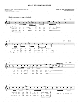 page one of Will It Go Round In Circles (Easy Lead Sheet / Fake Book)