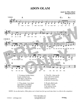 page one of Adon Olam (Lead Sheet / Fake Book)