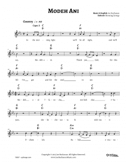 page one of Modeh Ani (Lead Sheet / Fake Book)