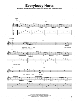 page one of Everybody Hurts (Solo Guitar)