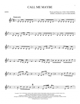 page one of Call Me Maybe (French Horn Solo)