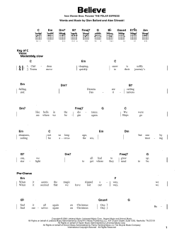 page one of Believe (from The Polar Express) (Guitar Cheat Sheet)