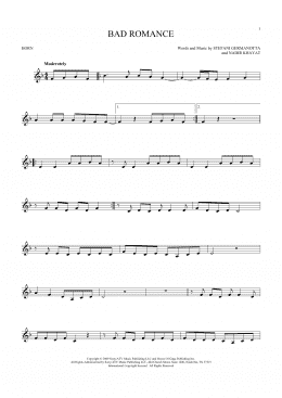 page one of Bad Romance (French Horn Solo)