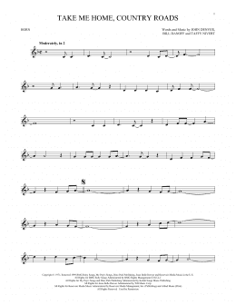 page one of Take Me Home, Country Roads (French Horn Solo)