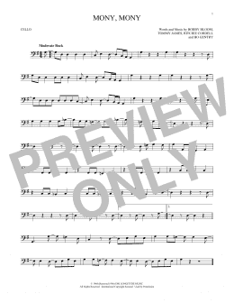 page one of Mony, Mony (Cello Solo)