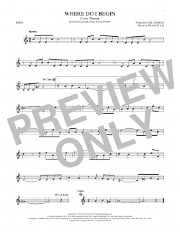 page one of Where Do I Begin (Love Theme) (French Horn Solo)