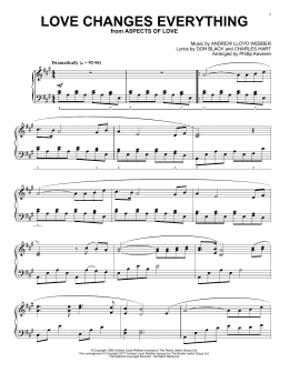 page one of Love Changes Everything (from Aspects Of Love) (arr. Phillip Keveren) (Piano Solo)