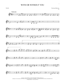 page one of With Or Without You (Violin Solo)