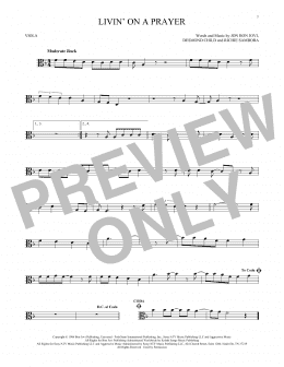 page one of Livin' On A Prayer (Viola Solo)