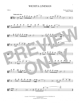 page one of Wichita Lineman (Viola Solo)