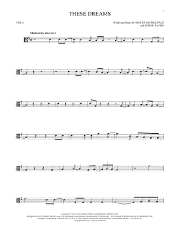 page one of These Dreams (Viola Solo)