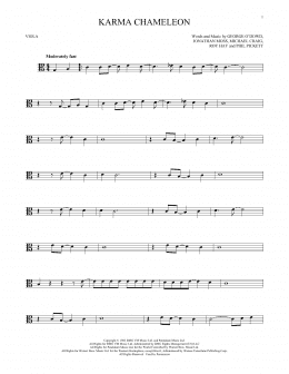 page one of Karma Chameleon (Viola Solo)