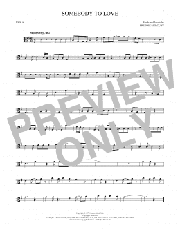 page one of Somebody To Love (Viola Solo)