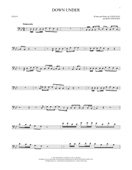 page one of Down Under (Cello Solo)