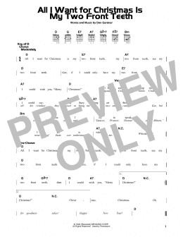 page one of All I Want For Christmas Is My Two Front Teeth (Guitar Cheat Sheet)