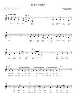 page one of Monday, Monday (Easy Lead Sheet / Fake Book)