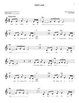 page one of Puppy Love (Easy Lead Sheet / Fake Book)