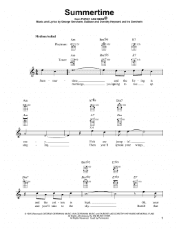 page one of Summertime (Banjo Tab)