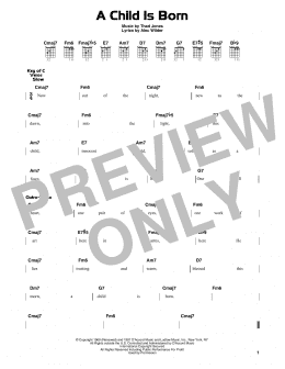 page one of A Child Is Born (Guitar Cheat Sheet)